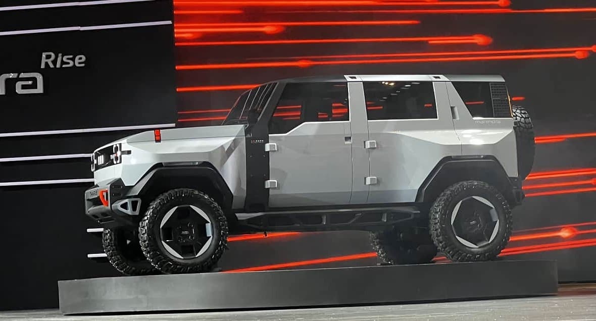 Mahindra Thar.e: El SUV eléctrico inspirado en el Jeep Wrangler de Mahindra 1 Mahindra Thar.e lateral