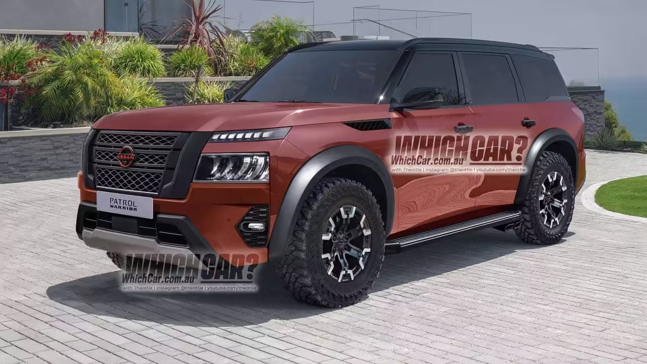 2025 nissan patrol warrior imagined whichcar 01 Autos Rodando Nissan Patrol Render futurista frente