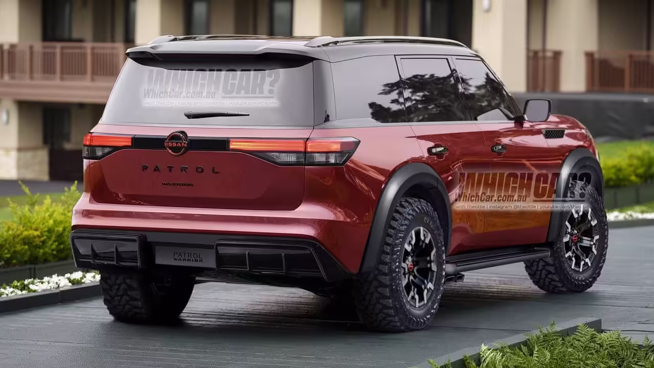 2025 nissan patrol warrior imagined whichcar 02 Autos Rodando Nissan Patrol Render futurista atras