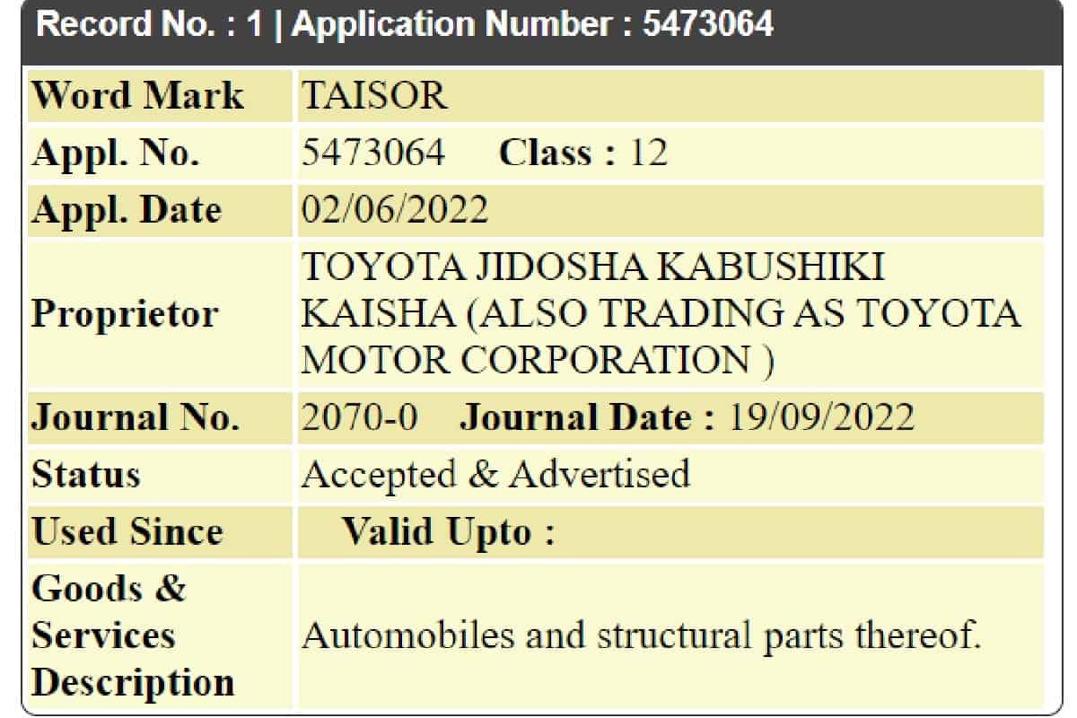 toyota taisor Autos Rodando Toyota Taisor lebel