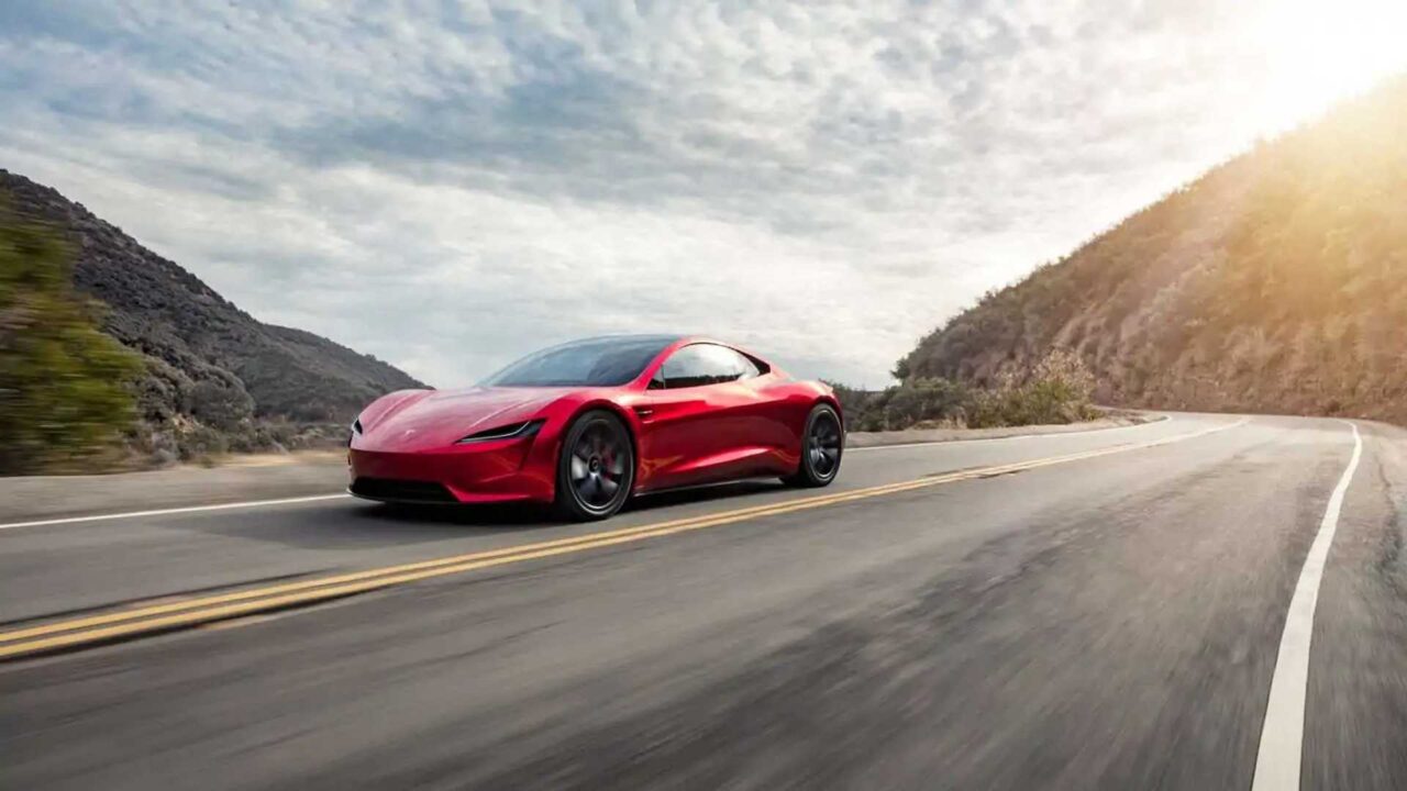 Tesla Roadster rojo