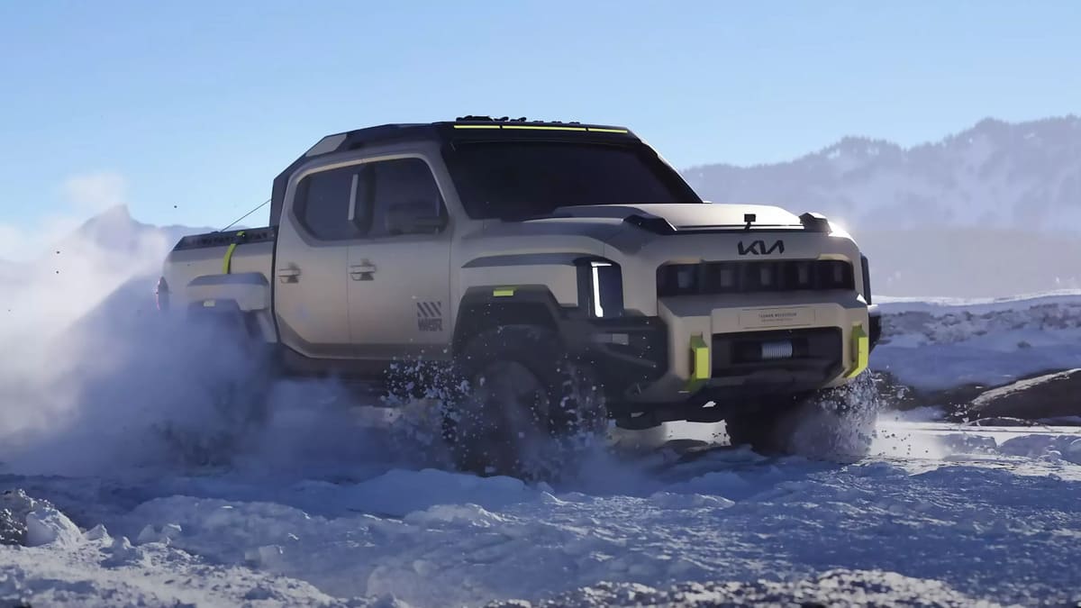 Kia Tasman: El Pickup Que Nadie Esperaba Tambien Hibrida Sorprenderá a Todos 4 Kia Tasman Weekender Hibrida en movimiento