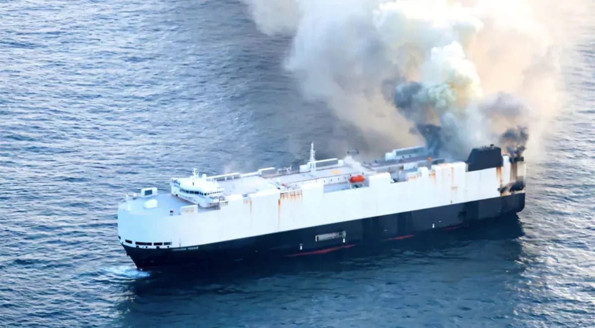 Incendio del Morning Midas: 3.000 Autos quemándose en el Mar la amenaza oculta del transporte de autos eléctricos 3 Morning Midas arde