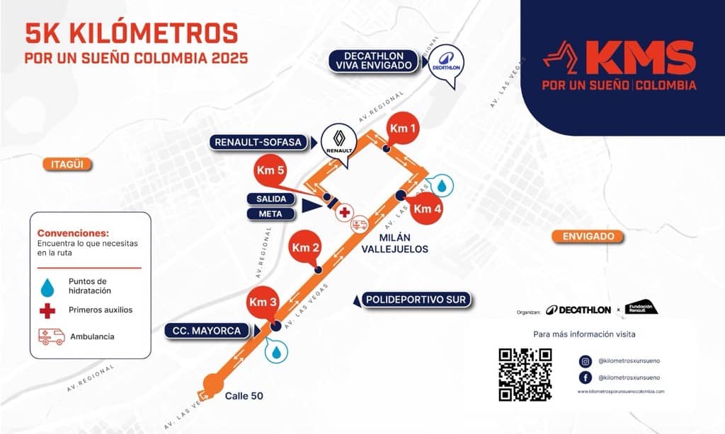 Kilómetros por un Sueño Colombia 2025: la carrera que une deporte y solidaridad en Envigado 3 Ruta