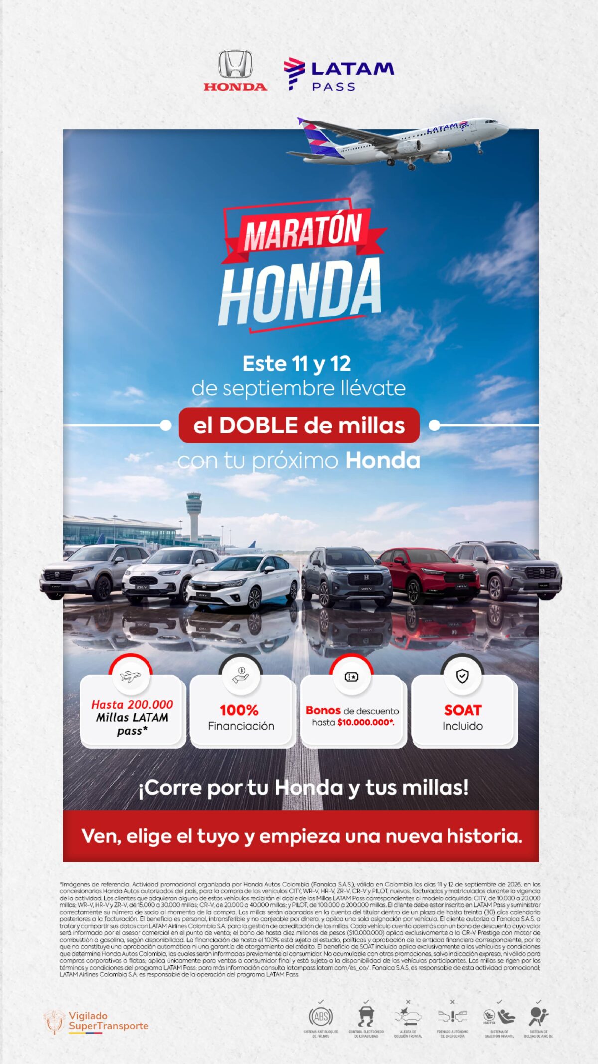 Maratón Honda 2026: hasta 200.000 millas LATAM Pass y bonos de hasta $10 millones 3 HONDA AUTOS MARATON MILLAS SEPTIEMBRE 11 12 2026